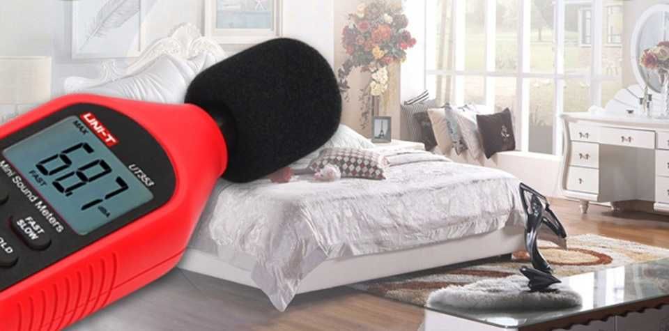 SONOMIERZ Tester Miernik dźwięku decybelomierz ZESTAW baterie UNI-T