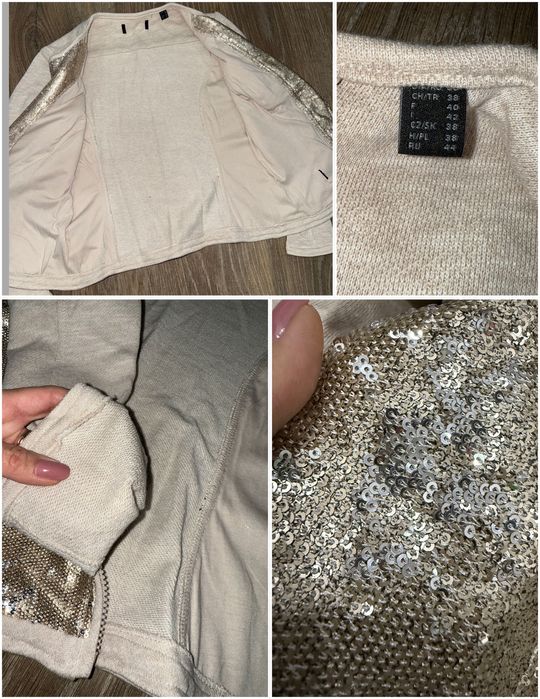 Жакет кофта пиджак пайетки свитшот двухнитка S-M