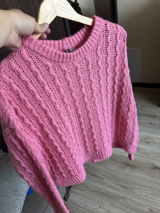 Sweter różowy warkocz H&M M