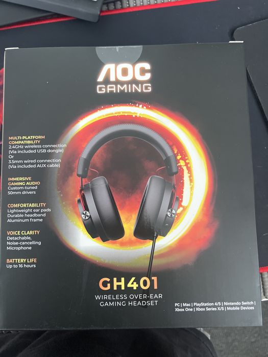 AOC GH401 Wireless Headset for PC/Consoles, NEW64297533259393120