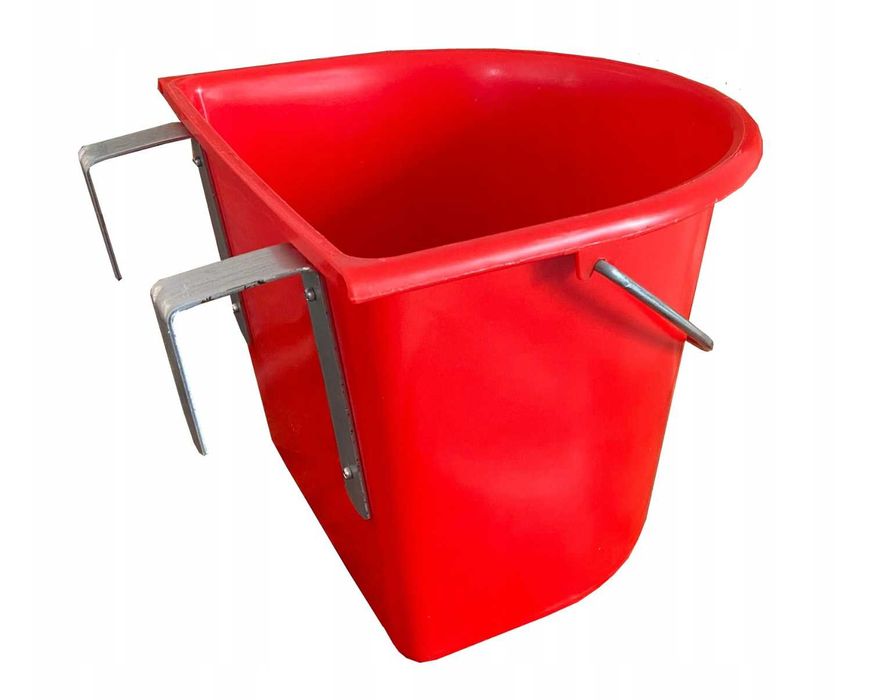 KORYTO z zaczepami i pałąkiem dla KONIA koni deluxe 15l czerwone