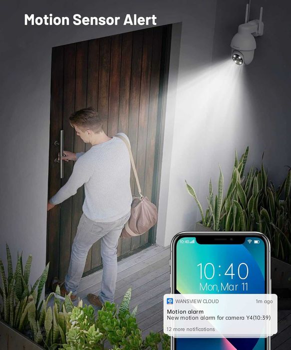 Kamera Ip Obrotowa Zewnętrzna 2k Hd Cctv 360° Wi-fi Noktowizor