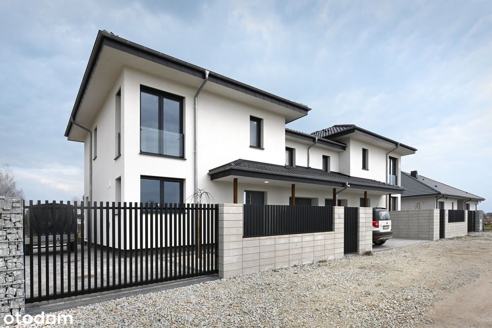 Lusówko Nowoczesny dom bliźniak z ogrodem i garażem działka 800 m2