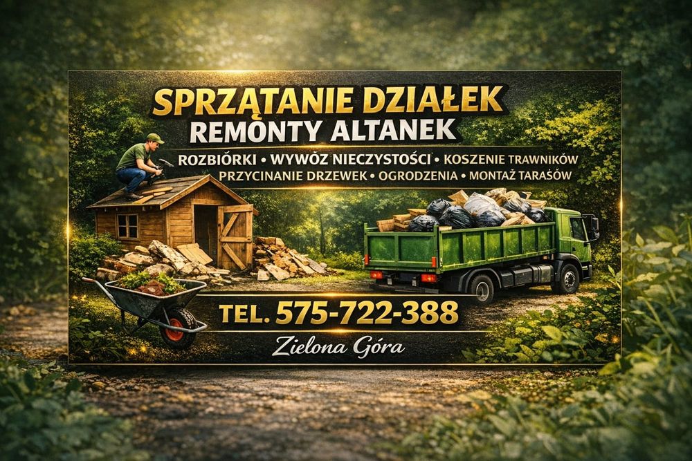 Sprzątanie działek ROD  montaż tarasów ogrodzeń koszenie  trawy wywóz