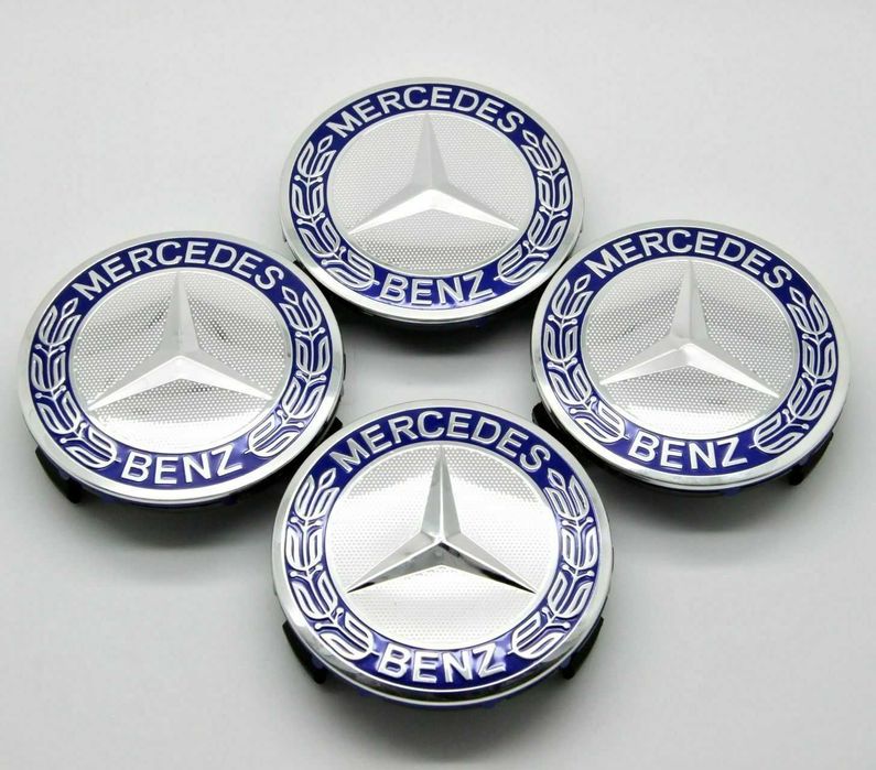 4 centros de jantes 75mm Mercedes Benz azul, preto, prateado Etc.