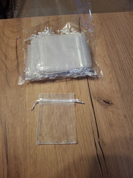 Woreczki białe organza 50 szt. Chrzest/ komunia/ wesele