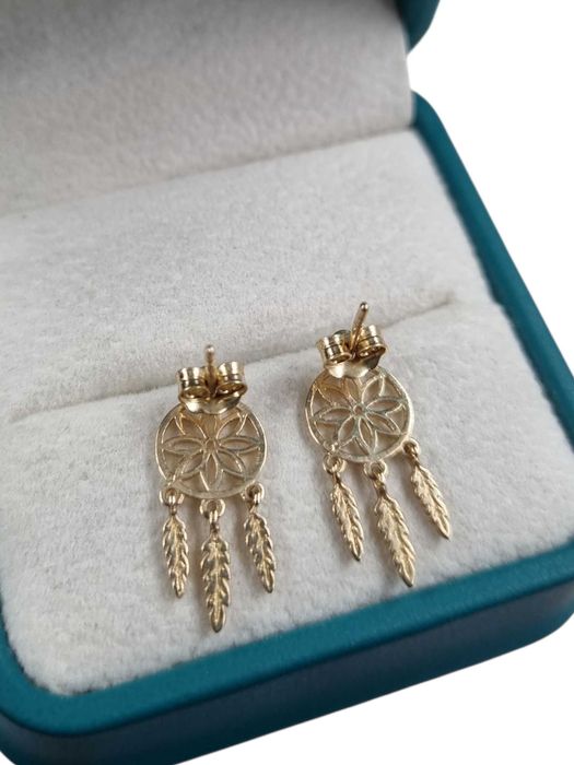 Nowe złote kolczyki – łapacze snów 1,48 g p585 (14k)