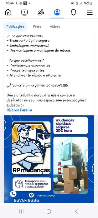 Serviço de mudanças fretes tranportes