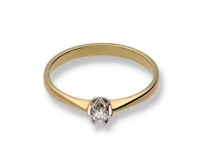 Złoty Pierścionek pr.585 14k brylant 0.10ct RS0211