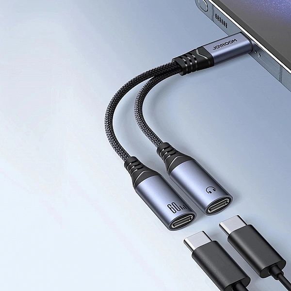 Adapter DAC 2w1 Joyroom SY-C03 USB-C do 2x USB-C - czarny