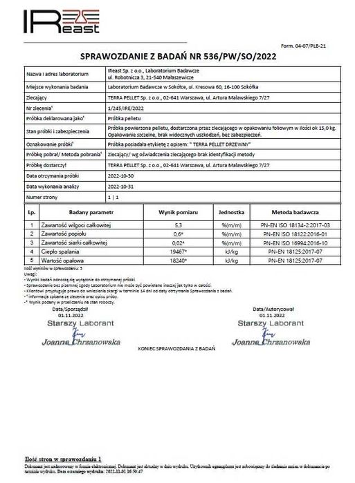 Pellet drzewny certyfikowany klasa A1 dostępny od ręki