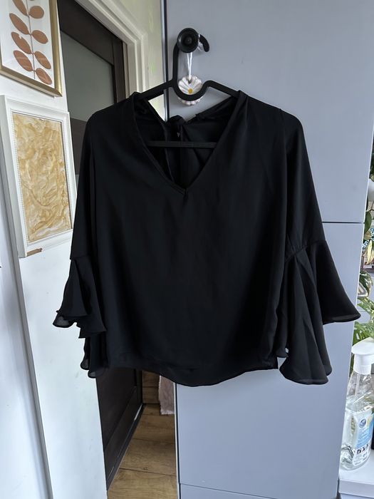 Czarna  bluzka top wiązanie falbanki  NA-KD xs casual aestetic