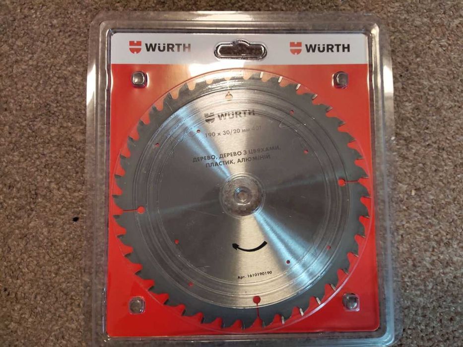 ∎∎‼️Диск пильный DeWalt по дереву 190 мм 40 (DT1945), Haisser, WURTH