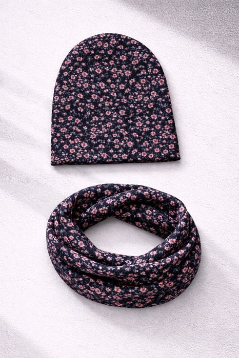 Komplet wiosenny dla dziewczynki czarny w drobne kwiatki wiosenny  52