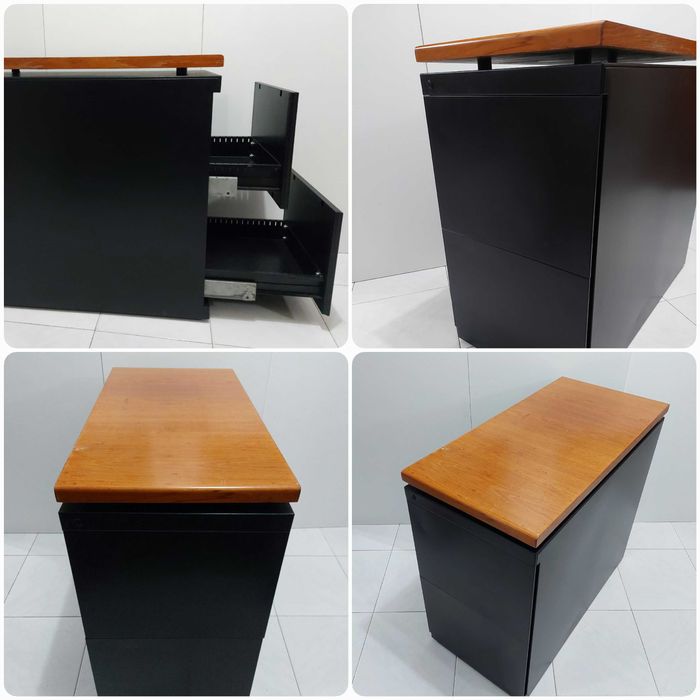 Módulo / Bloco Garaveta metal com chave tampo madeira Tem rodízios