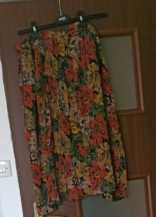 Spódnica midi kwiaty jesień unikat