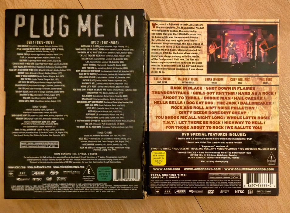 AC/DC na dwóch DVD: "Plug Me In" oraz "No Bull" jak nowe!