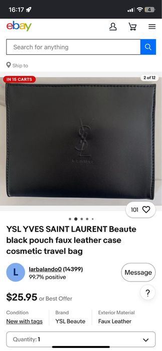 Косметичка-чехол YSL Yves Saint Laurent Beauté из искусственной кожи (черная)