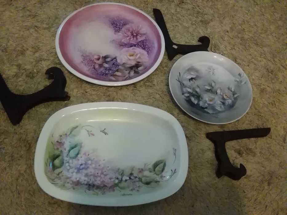Hutschenreuther pratos e travessa pintada mão