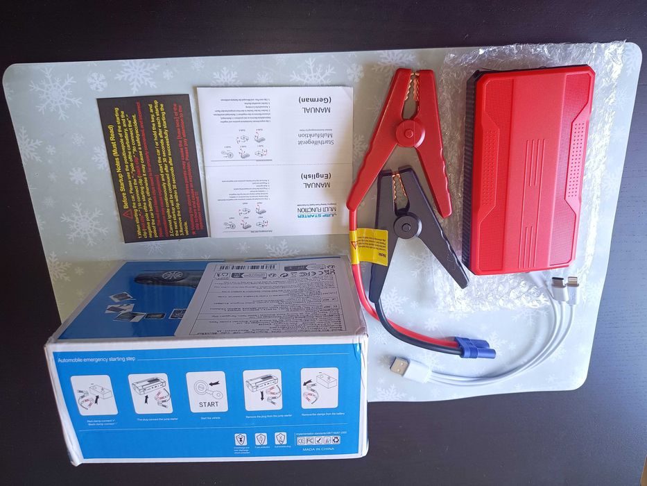Jump Starter, Booster Iniciador de partida novo, arrancador p/ bateria de carro descarregada, serve como carregador TLM