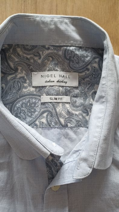 Bawełniana koszula z długim rękawem Nigel Hall slim fit rozmiar M