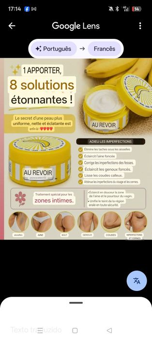 Creme adeus e o creme adeus de banana