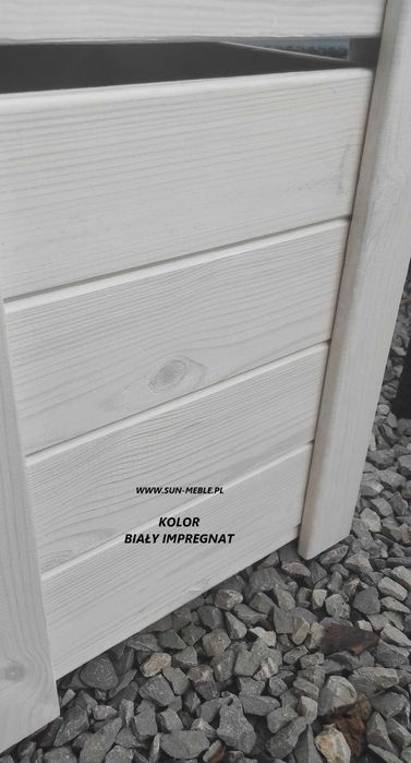 Taboret z Pojemnikiem Pufa Skrzynia 40x40x50 KOLOR BIAŁY IMPREGNAT MAT