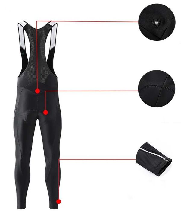 Męskie legginsy spodnie rowerowe z szelkami kolarskie EU44 (S) wkładka