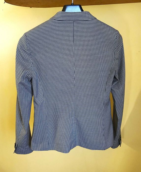 żakiet marynarka massimo dutti kratka vichy gingham biała granatowa 34