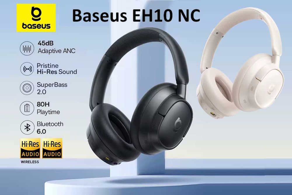 Навушники Baseus EH10 NC ANC LDAC Hi-Res 45dB BT6.0 Black/White