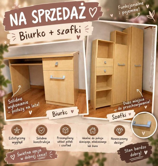 Na sprzedaż biurko + zestaw szafek