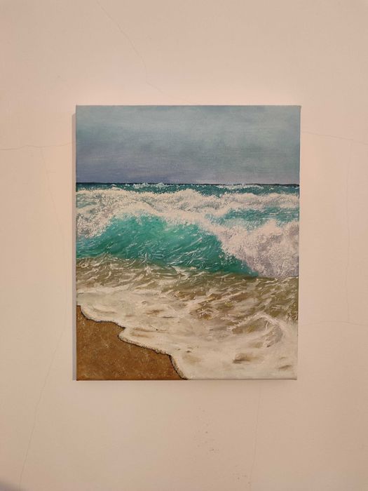 Quadro a óleo pintado à mão "Ondas do Mar"