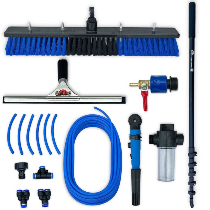 Телескопічна миюча щітка для вікон та сонячних панелей (10м, 500 мм)