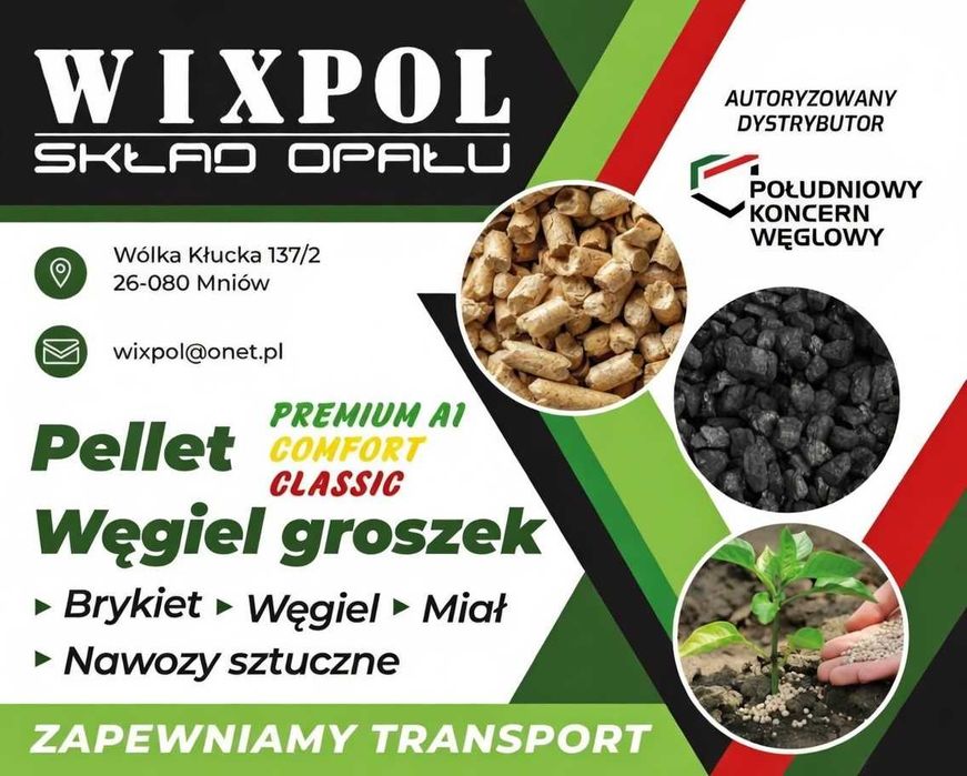 Firmowy Skład Węgla WIXPOL Wegiel groszek, Zapewniamy Transport HDS