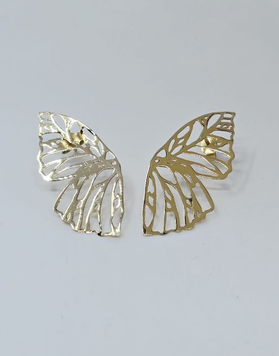 Złote kolczyki wtykane skrzydła motyla próba 585 14k