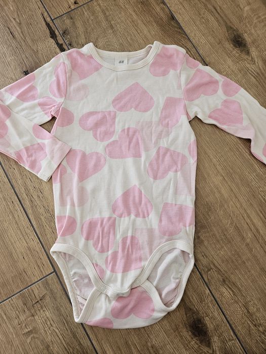 Body dziecięce h&m serduszka dziewczece 98 body długi rękaw