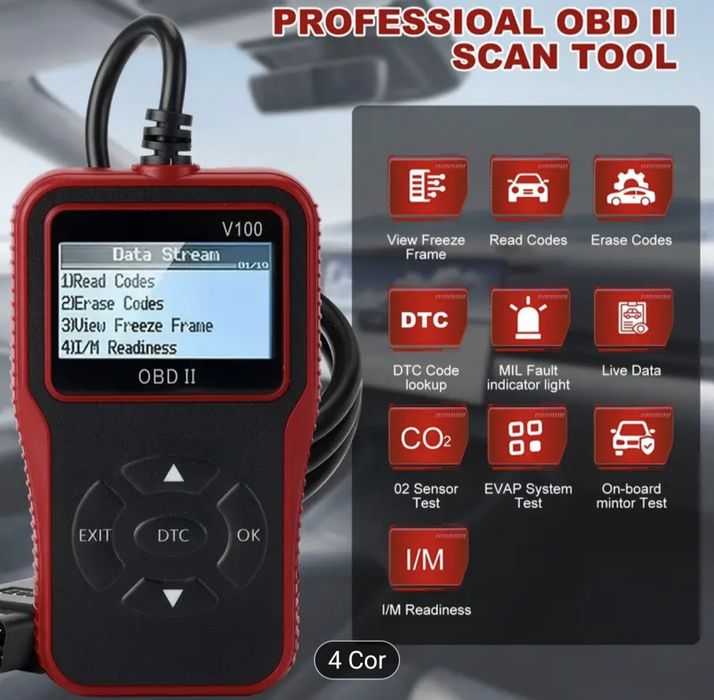 Obd2 leitor de códigos de falha de motor, ferramenta de diagnóstico