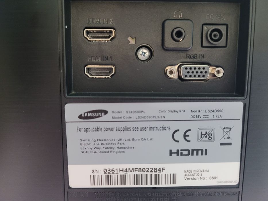 Monitor Samsung 24 całe S24D590L uszkodzony