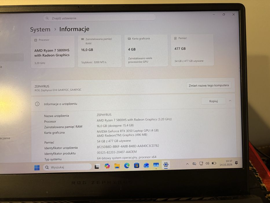 Asus ROG Zephyrus G14 RTX 3050