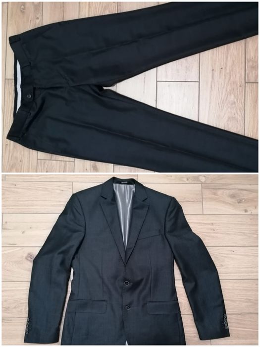 Garnitur męski SLIM polska firma RECMAN 182/86 grafit Ślub wesele