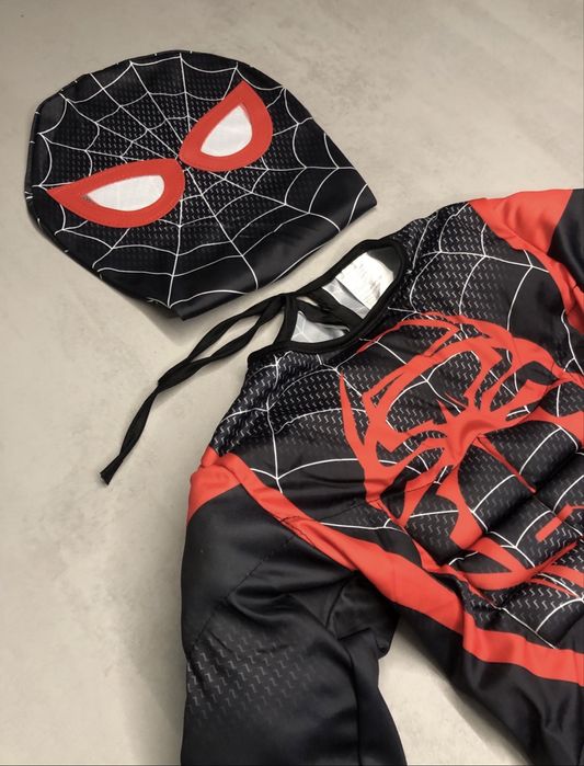 Spiderman 122 cm nowy strój kostium Miles Morales czarny Spider-man