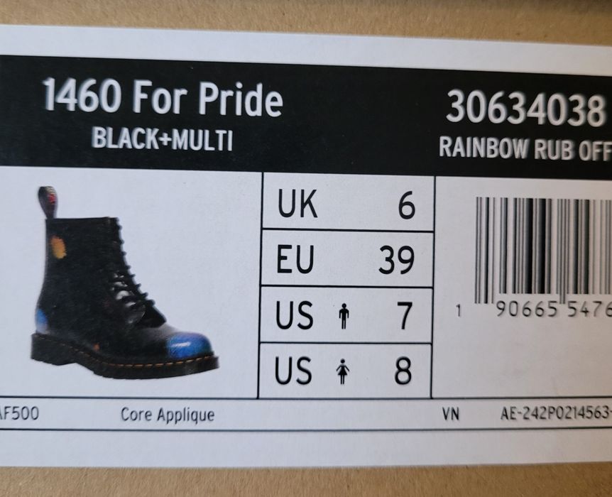 Dr. Martens glany Black Multi 1460 Rainbow Rub Off 39 EU