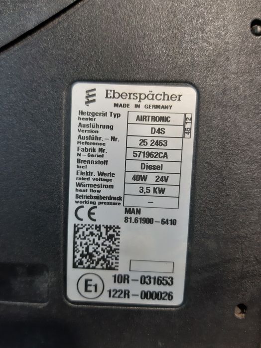 Webasto Ogrzewanie Postojowe Man Airtronic D4S 40W 24V Eberspacher