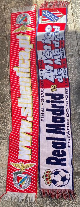 Cachecol Benfica e final da champions entre real e atlético de Madrid