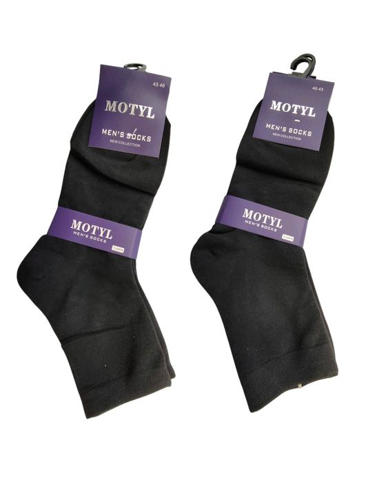6 par - Skarpety męskie - 40-43 / 43-46 - czarne - MOTYL