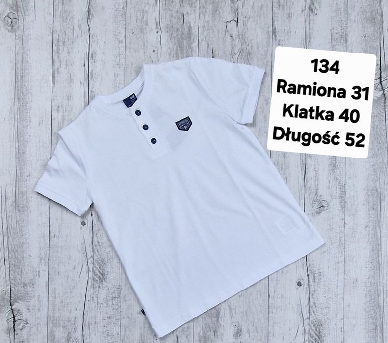 Koszulka chłopięca bawełniana tshirt polo GT biala 134