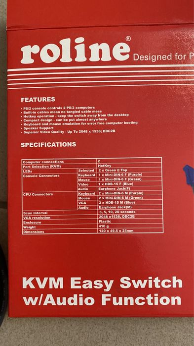 Roline KVM світч для двох комп‘ютерів або системи відеонагляду