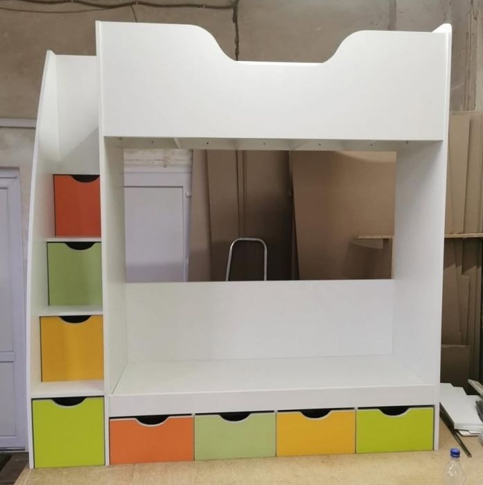 Двоповерхове ліжко трансформер з люлькою та матрацами