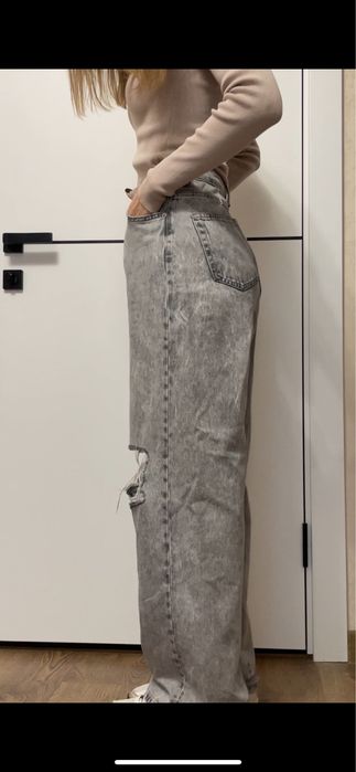 Джинси сірі жіночі широкі джинсы жениские широкие широкі