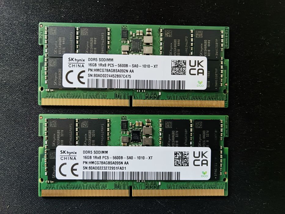 Pamięć RAM SK Hynix DDR5 SODIMM 32GB (2 x 16GB) 5600 do laptopa laptopowa